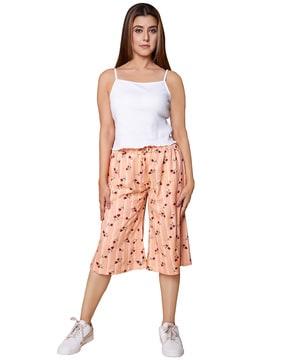 women floral print flared culottes