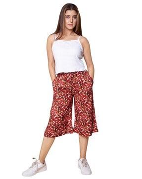 women floral print flared culottes