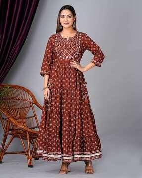 women floral print flared kurta & palazzos set