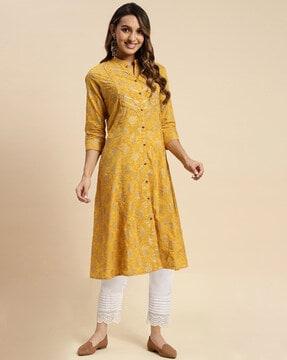 women floral print flared kurta set