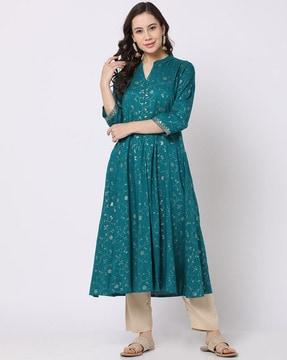 women floral print flared kurta