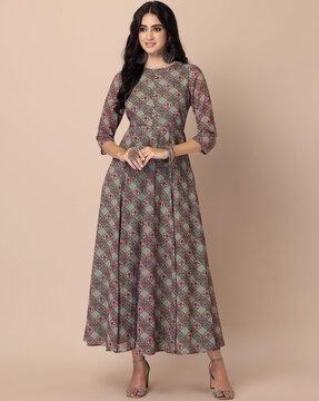 women floral print flared kurta