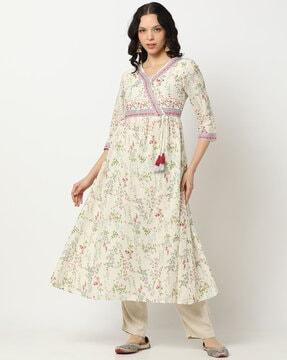 women floral print flared kurta