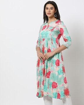 women floral print flared kurta