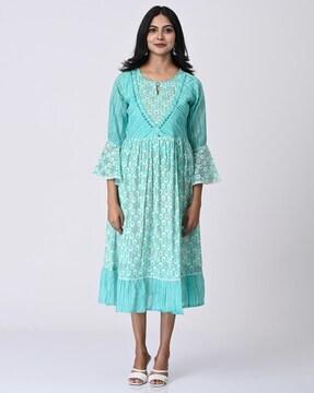 women floral print flared kurta