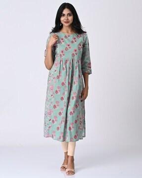 women floral print flared kurta