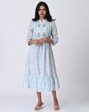 women floral print flared kurta