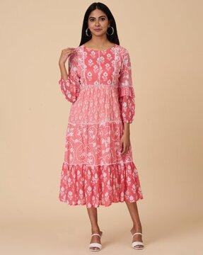 women floral print flared kurta