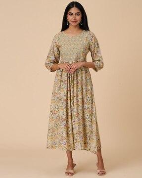 women floral print flared kurta