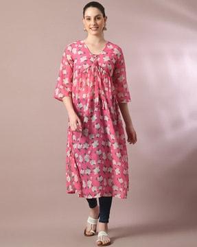 women floral print flared kurta