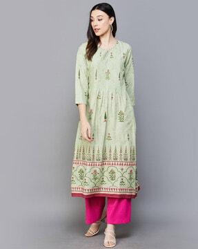 women floral print flared kurta