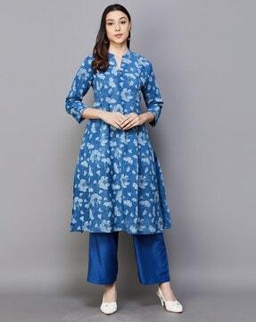 women floral print flared kurta