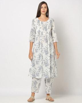 women floral print flared kurta