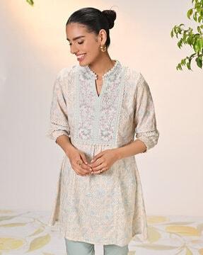 women floral print flared kurta