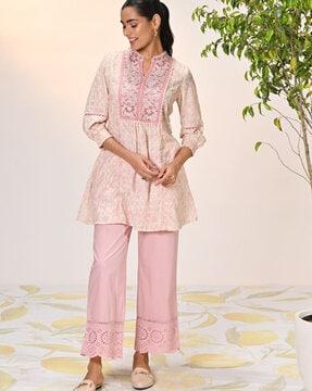 women floral print flared kurta