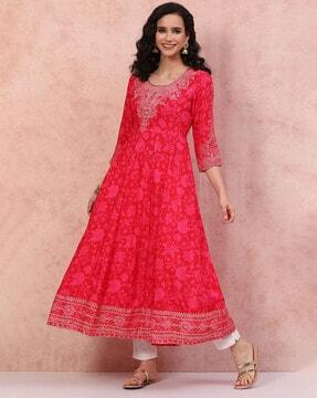 women floral print flared kurta