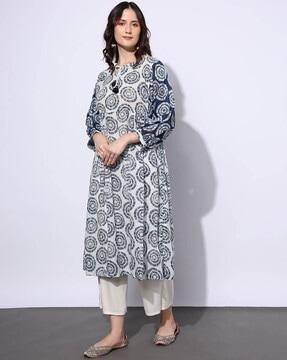 women floral print flared kurta