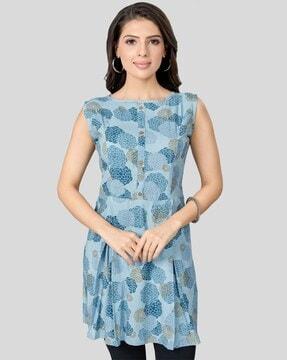 women floral print flared kurti