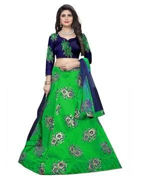 women floral print flared lehenga choli set with dupatta