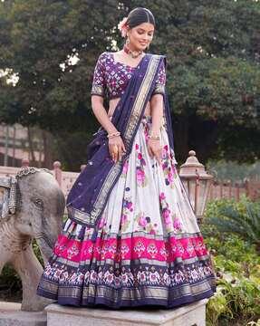 women floral print flared lehenga choli set with dupatta