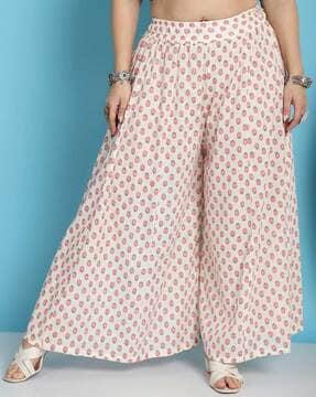 women floral print flared palazzos