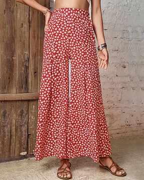 women floral print flared palazzos