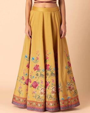 women floral print flared skirt