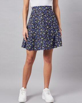 women floral print flared skirt