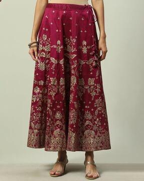 women floral print flared skirt