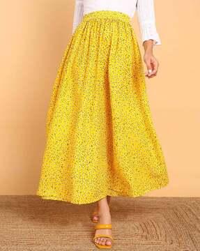 women floral print flared skirt