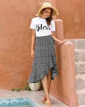 women floral print flared skirt