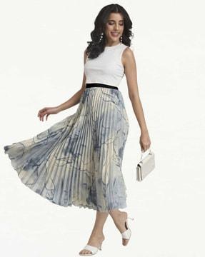 women floral print flared skirt