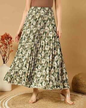 women floral print flared skirt