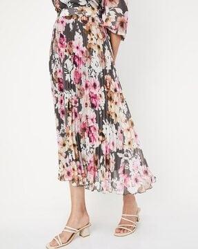 women floral print flared skirt