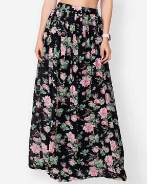 women floral print flared skirt