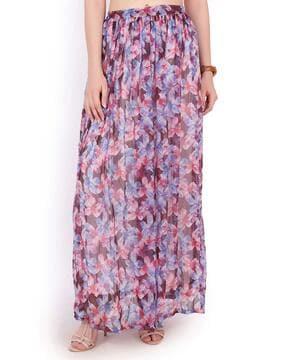 women floral print flared skirt