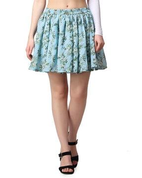 women floral print flared skirt