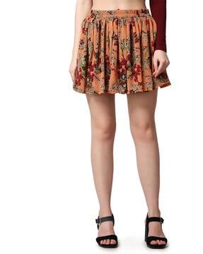 women floral print flared skirt