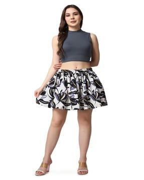 women floral print flared skirt