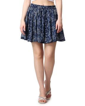 women floral print flared skirt