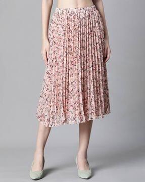 women floral print flared skirts