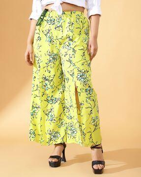 women floral print flared trousers