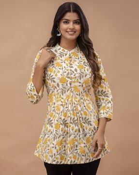 women floral print flared tunic