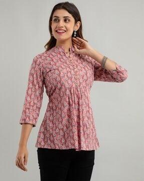 women floral print flared tunic