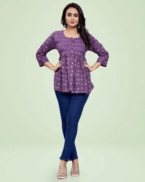 women floral print flared tunic