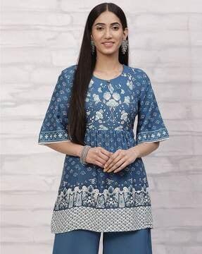 women floral print flared tunic