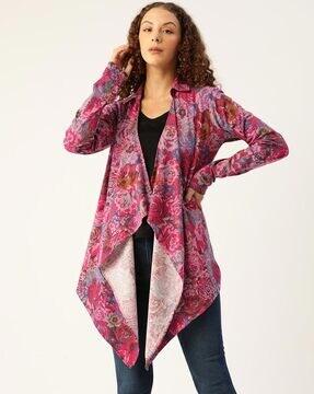 women floral print front-open shrug