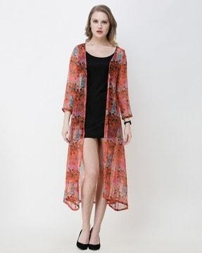 women floral print front-open shrug