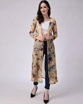 women floral print front-open shrug