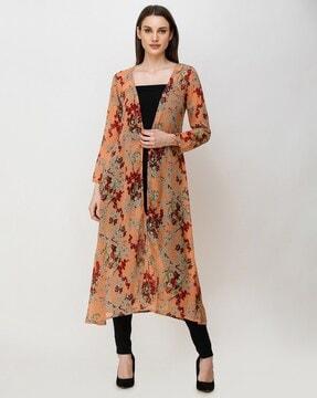 women floral print front-open shrug